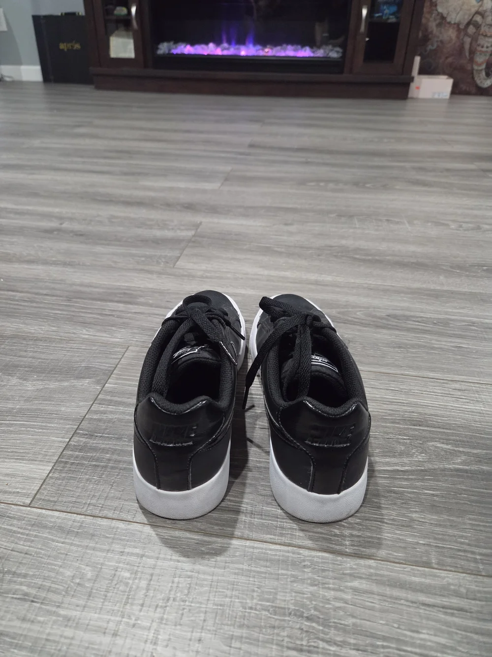 Nike Black Leather Low-Top Sneakers with White Sole
